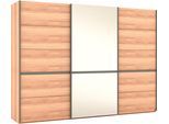 Schwebetürenschrank MUSTERRING "Sorrent, Kleiderschrank, Schrank, Schiebetüren", braun, B:300cm H:217cm, Schränke, Schwebetürenschrank, Türen in Eiche massiv mit Kassetten-Optik, verschiedene Maße verfügbar