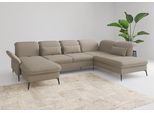 Wohnlandschaft SIT & MORE "Emely, inkl. Sitztiefenverstellung", grau (taupe), B:359cm H:92cm T:231cm, 95%Polyester, 5% Polyamid, Sofas, Wohnlandschaft, wahlweise mit Bettfunktion,Bettkasten,Kopf- & Armteilverstellung