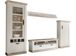 Wohnwand HOME AFFAIRE "Florenz, Anbauwand im Landhausstil, Komplettset mit Metallgriffen", weiß (pinie weiß), B:296cm, Kastenmöbel-Sets, Wohnwand, enthält Vitrine, Lowboard, Kommode und Wandboard, 296 cm breit