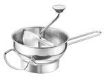 Passiersieb GEFU "FLOTTE LOTTE, Passiergerät inkl. 3 Lochscheiben (1, 3 und 8 mm)", silber (silberfarben), B:21cm H:12cm L:40cm Ø:21cm, Edelstahl 18/10, Küchensiebe, Passiersieb, auswechselbare Lochscheiben, Abstreiffunktion