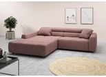 Ecksofa 3C CANDY "Denver auch mit Cord- und Easy care-Bezug, Kopfteilverstellung L-Form", rosa (altrosa), B:258cm H:68cm T:217cm, 95% Polyester, 5% Nylon, Sofas, Ecksofa, wahlweise. mit motorischer Sitztiefenverstellung