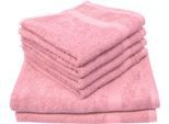 Handtuch Set DYCKHOFF "Planet", rosa (rose), 6 Stk., Frottier, Frottier, Obermaterial: 100% Baumwolle, Handtuch-Sets, Handtuch Set, 4 Handtücher (50x100cm), 2 Duschtücher (70x140cm)