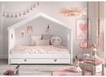 Hausbett VIPACK "Amori, inkl. Dach, Rückseitig offen, mit Rolllattenrost", weiß, B:98,7cm H:213cm L:209cm, Bettgestell Massivholz;Dachaufbau MDF, Betten, Hausbett, wahlweise, mit oder ohne Schublade und Absturzschutz, weiß lackiert