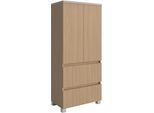 Midischrank WELLTIME "EIXO, 2 Türen, 2 verstellbare Einlegeböden, 2 Softclose-Auszüge", braun (eiche hell), B:60cm H:131cm T:35cm, Holzwerkstoff, Schränke, Midischrank