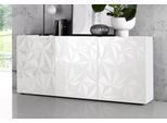 Sideboard HOME AFFAIRE "Prisma Breite 181, Kommode 3 Türen, Anrichte", weiß (weiß hochglanz lack, front mit siebdruck), B:181cm H:84cm T:42cm, Sideboards, Sideboard, Front mit elegantem Siebdruck, grifflos, viel Stauraum