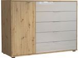 Kombikommode WIEMANN "Cordoba", beige (glas champagner), B:120cm H:86cm T:43cm, FSC-zertifiziertes Massivholz, Floatglas, Holzwerkstoff, Sideboards, Kombikommode, vormontiert