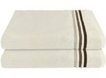 Duschtücher SCHIESSER "Skyline Color aus 100 % Baumwolle mit eleganter Streifenbordüre", beige (creme), B:70cm L:140cm, Frottier, Frottier, Handtücher, Duschtücher, MADE IN GREEN by OEKO-TEX