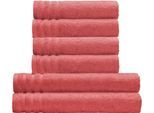 Handtuch Set KLEINE WOLKE "Royal, 6 Stück (4 Handtücher 50/100 cm + 2 Duschtücher 70/140 cm)", rot (marsala), 6 Stk., Frottier, Frottier, Obermaterial: 100% Baumwolle, Handtuch-Sets, Handtuch Set, Uni Farben, mit Bordüre, weich, in verschiedenen Sets erhältlich