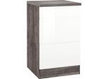 Unterschrank KOCHSTATION "KS-Virginia", weiß (weiß hochglanz, eiche vintage), B:50cm H:85cm T:60cm, Holzwerkstoff, MDF, Schränke, Unterschrank, 50 cm breit, mit Auszügen