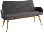 Sitzbank OTTO PRODUCTS "Alessja", grau (dunkelgrau, eiche natur), B:160cm H:90cm T:60cm, Holzwerkstoff, Massivholz, Polyester, Sitzbänke, Sitzbank, Breite 160 cm, Bezug aus Microfaser, Gestell aus Eiche Massivholz
