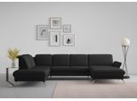 Wohnlandschaft SIT & MORE "Fashion U-Form", schwarz, B:338cm H:84cm T:207cm, Sofas, Wohnlandschaft, wahlweise mit Kopfteilverstellung, Vorziehsitz, motorisch, Nickelfüße