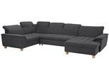 Wohnlandschaft HOME AFFAIRE "Lyla U-Form", grau (anthrazit), B:352cm H:81cm T:214cm, Feinstruktur weich (100% Polyester);Luxus-Microfaser Lederoptik (100% Polyester);Microfaser PRIMABELLE (100% Polyester), Sofas, Wohnlandschaft, wahlweise mit Rückenfunktion und zusätzlich mit Bett + Bettkasten