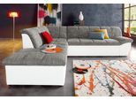 Ecksofa DOMO COLLECTION "Splash, aktuelle Sitz- und Rückensteppung, Materialmix, L-Form", grau (weiß, grau), B:271cm H:76cm T:232cm, Kunstleder SOFTLUX / Struktur (90% Polyester, 10% Polyacryl);Luxus-Microfaser (100% Polyester) / Struktur (90% Polyester, 10% Polyacryl), Sofas, Ecksofa, wahlweise mit Bettfunktion