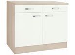 Unterschrank OPTIFIT "Faro", weiß (weiß matt), B:100cm H:84,8cm T:60cm, Schränke, Unterschrank, mit Metallgriffen, Breite 100 cm
