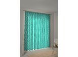 Vorhang ADAM "Retro Floret" Gr. 1, blau (petrol), B:145cm H:145cm, Jacquard, Baumwolle (Bio-Baumwolle), Gardinen, Vorhang, aus 100% Bio-Baumwolle