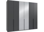 Kleiderschrank WIMEX "Mugano,in 5 Breiten,2 Höhen,2 Tiefen, viele Farben, Made in Germany", schwarz (grafit, griffe schwarz), B:270cm H:236cm T:58cm, Holzwerkstoff, Schränke, Kleiderschrank, mit langen Griffen aus Metall, mit oder ohne Spiegel
