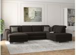 Wohnlandschaft SIT & MORE "Dundee U-Form", braun (espresso), B:338cm H:86cm T:219cm, Sofas, Wohnlandschaft, mit Federkern und Edelstahlfüßen, wahlweise mit Kopfteilverstellung