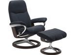 Relaxsessel STRESSLESS "Consul", blau (shadow blau paloma), B:91cm H:102cm T:79cm, Leder BATICK: BATICK ist ein leicht korrigiertes, durchgefärbtes und genarbtes Möbelleder, bei dem die meisten Unebenheiten und Spuren in der Regel entfernt wurden.;Leder PALOMA: PALOMA ist ein durchgefärbtes Semianilin-Möbelleder mit natürlicher Narbung.;ROHLEDER Stoff Q2 FARON: Ein fester zuverlässiger Bouclé mit