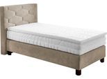 Boxspringbett, beige (sand), B:115cm L:210cm, Bezug: 100% Polyester, WESTFALIA SCHLAFKOMFORT, Komplettbetten, Boxspringbett, wahlweise mit Topper