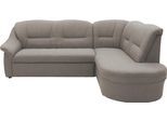 Ecksofa DOMO COLLECTION "Faenza für kleine Räume, Stellmaße 232x176cm, komfortabel, L-Form", grau (stone), B:232cm H:88cm T:176cm, 100% Polyester, Sofas, Ecksofa, mit Ottomane, zeitlos, elegante Armlehnen, wahlweise mit Bettfunktion