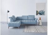 Ecksofa HOME AFFAIRE "Fresh L-Form", blau (hellblau), B:260cm H:79cm T:220cm, 98% Polyester 2% Polyamid, Sofas, Ecksofa, Federkern, wahlweise Kopfteilverstellung und motorischer Vorziehsitz
