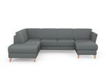 Wohnlandschaft SIT & MORE "Visby U-Form", grau, B:303cm H:87cm T:213cm, Sofas, Wohnlandschaft, wahlweise mit Bettfunktion und Stauraum, frei im Raum stellbar