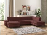 Wohnlandschaft DOMO COLLECTION "Capelo, komfortabel, klare Linien zeichnen dieses Design aus, U-Form", lila (beere), B:348cm H:84cm T:204cm, 70%Polyacryl, 15% Polyester, 15% Baumwolle, Sofas, Wohnlandschaft, mit Armteilverstellung, wahlweise mit Bettfunktion, Federkern