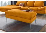 Hocker W.SCHILLIG "enjoy&MORE", gelb (brandy s37), B:106cm H:45cm T:71cm, Chenille-Flachgewebe R66 (85% Polyester, 15% Nylon);Longlife Xtra-Leder Z59: Glattleder mit modischer Prägung. Hautstärke 0, 9 - 1, 1 mm;Stoff S37 (100% Polyester), Hocker, Hocker, Füße silber matt, Breite 106 cm