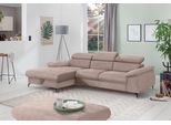 Ecksofa COTTA "Kitty L-Form, B: 242 cm", braun (mud), B:244cm H:72cm T:166cm, Microfaser (100% Polyester);Flachgewebe (100% Polyester), Sofas, Ecksofa, mit Kopfteilverstellung, optional Bettfunktion & Bettkasten