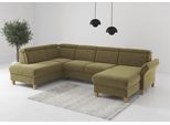 Wohnlandschaft HOME AFFAIRE "Glendale, U-Form", olive, B:321cm H:84cm T:193cm, 100% Polyester, Sofas, Wohnlandschaft, inkl. Kopfteilverstellung, wahlweise mit Vorziehsitz und Bettkasten