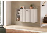 Schuhschrank HOME AFFAIRE "TATIO, Breite 106 cm, hängend, Rillenopik, offene Fächer", beige (kashmir nachbildung), B:106cm H:63cm T:37cm, FSC-zertifizierter Holzwerkstoff, Schränke, Schuhschrank, Schuhschrank, Schuhkommode, Flurkommode, Kommode, Hängeschrank