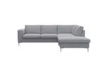Ecksofa FLEXLUX "Fiore, L-Form", grau (sophisto gre), B:241cm H:85cm T:225cm, 100% Polyester, Sofas, Ecksofa, breite Armlehnen, Füße alufarben, B/T 241/225 cm, Kaltschaum im Sitz