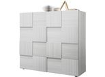 Highboard HOME AFFAIRE "Dama Höhe 111 cm, Breite 121 cm, Kommode 2 Türen, Hochkommode", grau (eucalipto), Sideboards, Highboard, Front in 3D-Optik, viel Stauraum, verschiedene Farben