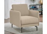 Sessel "CR.450, Designsessel, Loungesessel", beige (beige 534, 20), B:70cm H:85cm T:95cm, NaturLEDER OSKAR (echtes Rindsleder);Chenille COCO (72% Polyester 15% Baumwolle 13% Polyacryl), CREATION BY ROLF BENZ, Sessel, Sessel, Armlehne sehr schmal, Breite 70 cm, Alugussfuß Umbragrau