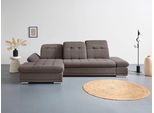 Ecksofa COTTA "Holiday L-Form mit Sitztiefen-, Armteil- und Kopfteilverstellung", schwarz (charcoal), B:302cm H:86cm T:190cm, 100% Polyester, Sofas, Ecksofa, wahlweise mit Bettfunktion & Bettkasten