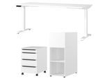 Büromöbel-Set GERMANIA "Mailand", weiß, Schreibtisch Breite 180cm Holzwerkstoff Metall, Holzwerkstoff, Metall, Arbeitsmöbel-Sets, Büromöbel-Set, inkl. Schreibtisch, Rollcontainer und Raumteiler