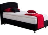 Boxspringbett, schwarz, B:104cm L:210cm, Bezug Unterbox und Kopfteil: Mikrovelours, strapazierfähig und pflegeleicht (100% Polyester);Bezug Obermatratze: 100% Polyester, waschbar bis 60C;Bezug Topper: 100% Polyester, waschbar bis 60C, WESTFALIA SCHLAFKOMFORT, Komplettbetten, Boxspringbett, mit Topper