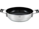Servierpfanne RÖSLE "SILENCE PRO CeraPlus", silber (silberfarben, schwarz), B:29,5cm H:14cm L:39cm Ø:28cm, Pfannen, Servierpfanne, natürliche Quarzversiegelung ohne PTFE/PFAS, Induktion