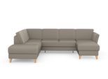 Wohnlandschaft SIT & MORE "Visby U-Form", braun (latte), B:303cm H:87cm T:213cm, Sofas, Wohnlandschaft, wahlweise mit Bettfunktion und Stauraum, frei im Raum stellbar