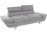 Polstergarnitur COTTA "Enterprise", grau, B:214cm, Sitzmöbel-Sets, Polstergarnitur, Set bestehend aus: 2-Sitzer mit Kopfteilverstellung & Hocker