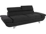 Polstergarnitur COTTA "Enterprise", schwarz, Struktur fein,mit Kopfteilverstellung,mit Armteilverstellung, Sitzmöbel-Sets, Polstergarnitur, Set bestehend aus 2,5-Sitzer mit Arm- & Kopfteilverstellung & Hocker