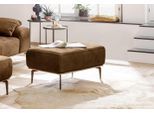 Polsterhocker W.SCHILLIG "run", braun (chocolate s37), B:75cm H:46cm T:60cm, Stoff S37 (100% Polyester);ROHLEDER Chenille-Flachgewebe Q2 W77 (68% Polyacryl, 32% Polyester);Stoff S37 (100% Polyester), Hocker, Polsterhocker, mit Holzsockel, Füße in Bronze pulverbeschichtet, Breite 75 cm