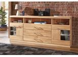 Sideboard OTTO HOME "Ribe,180cm breit, Fronten Massivholz,7 Fächer,Böden versetzbar", braun (eiche teilmassiv), B:180cm H:80cm T:35cm, Holz teilmassiv, Sideboards, Sideboard, Korpus Holzwerkstoff,Türen mit Glaseinsatz,3 breite Schubladen