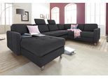 Wohnlandschaft SIT & MORE "Pablo U-Form", schwarz, B:292cm H:80cm T:87cm, Struktur (100% Polyester);Kunstleder SOFTLUX;Luxus-Microfaser ALTARA NUBUCK (100% Polyester), Sofas, Wohnlandschaft, wahlweise mit Bettfunktion und Bettkasten