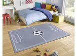 Teppich HANSE HOME "Estadio", grau (grau, schwarz), B:200cm H:8mm L:290cm, Polypropylen (PP), Teppiche, Teppich, Kinderteppich, Spielteppich, Spielunterlage, Fußball, Kinderzimmer