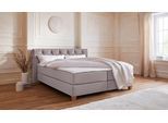 Boxspringbett HOME AFFAIRE "Harmones", grau (hellgrau), B:203cm L:210cm, Struktur (100% Polyester), Komplettbetten, Boxspringbett, in 3 Breiten, Härtegrad auch im Mix mit je 1 Matratze in H2 und H3
