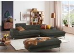 Polsterhocker W.SCHILLIG "piedroo, Designsofa mit tollem Sitzkomfort, bequem, L-Form", grün (hunter r66), B:141cm H:42cm T:70cm, Chenille-Flachgewebe R66 (85% Polyester, 15% Nylon), Hocker, Polsterhocker, Füße in Silber matt