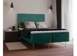 Boxspringbett HOME AFFAIRE "Hacer", grün (dunkelgrün), B:161cm L:208cm, 100% Polyester, Komplettbetten, Boxspringbett, Topper, H2 oder H3 und in Breiten 70,80,90,120,140,160,180 wählbar