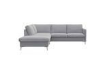 Ecksofa FLEXLUX "Fiore, L-Form", grau (sophisto gre), B:234cm H:85cm T:225cm, 100% Polyester, Sofas, Ecksofa, schmale Armlehnen, Füße alufarben, B/T 234/225 cm, Kaltschaum im Sitz