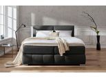 Boxspringbett HOME AFFAIRE "Wehma", grau (anthrazit), B:190cm L:213cm, Struktur fein (100% Polyester), Komplettbetten, Boxspringbett, inkl. Topper in 3 verschiedenen Matratzen, auch in Samtstoff